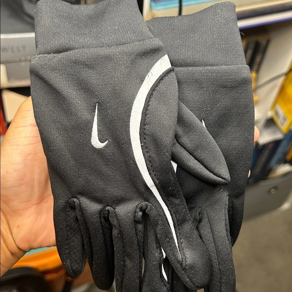 Nike Black Gloves with Silver Detailing